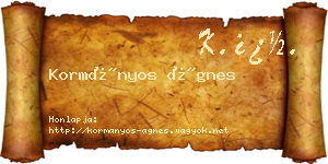 Kormányos Ágnes névjegykártya