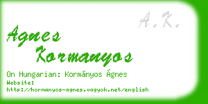 agnes kormanyos business card