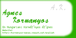 agnes kormanyos business card